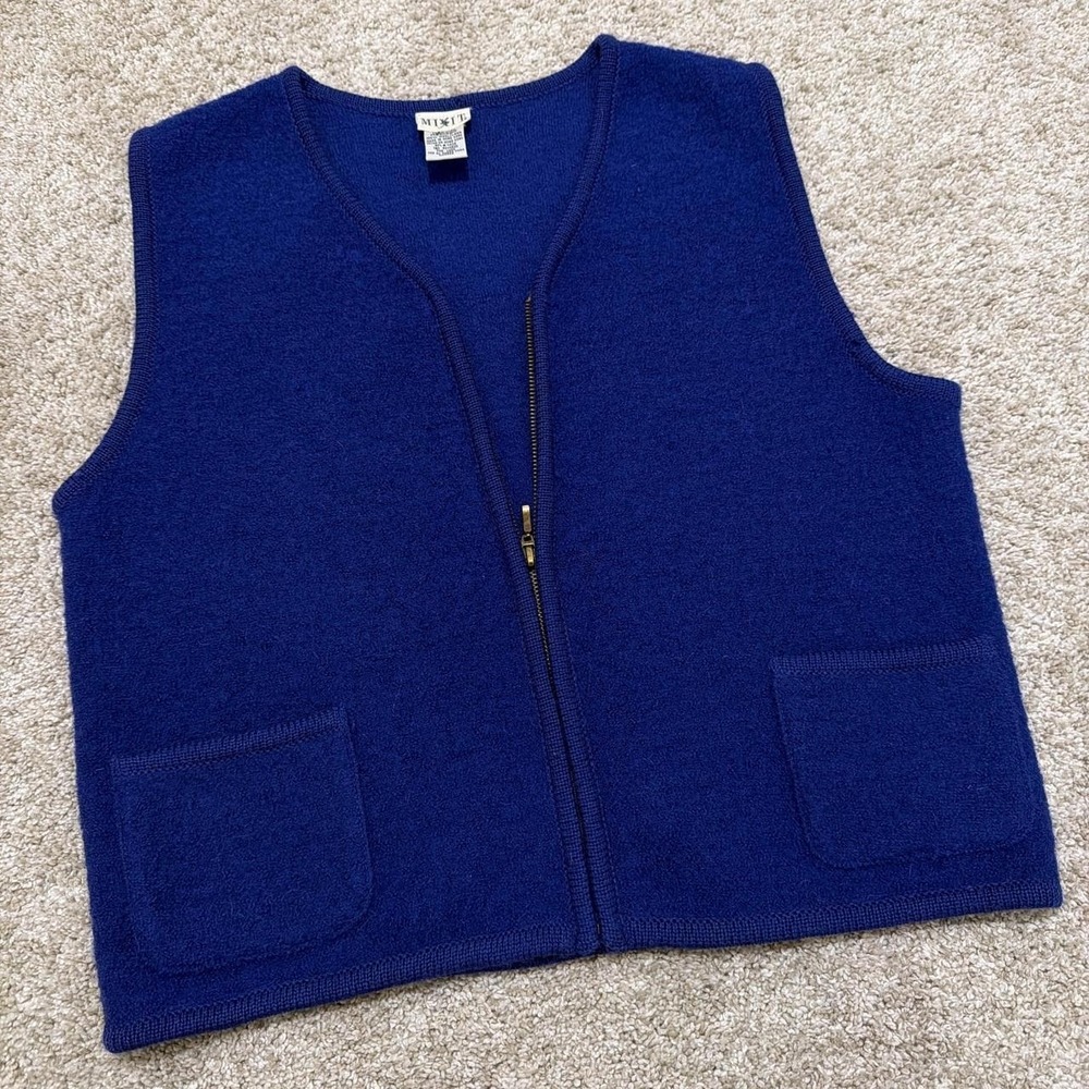 True 90s Vintage Mixit Zip Vest | Royal Blue Wool | Medium